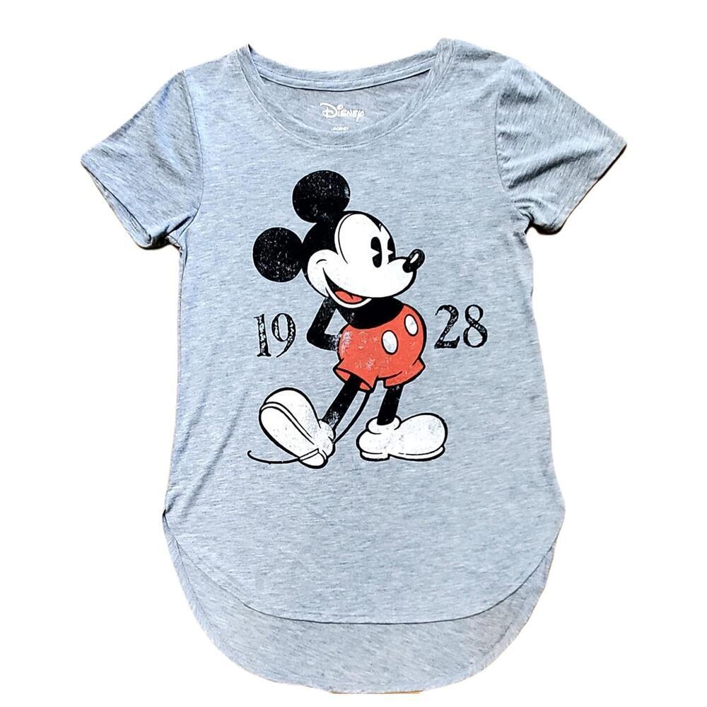 EUC Disney Juniors Classic Mickey Mouse Hi Lo Long T Shirt Gray XL 15/17